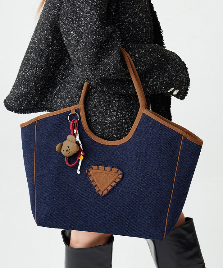 Boho Navy Large Capacity Patchwork Cotton Shoulder Bags