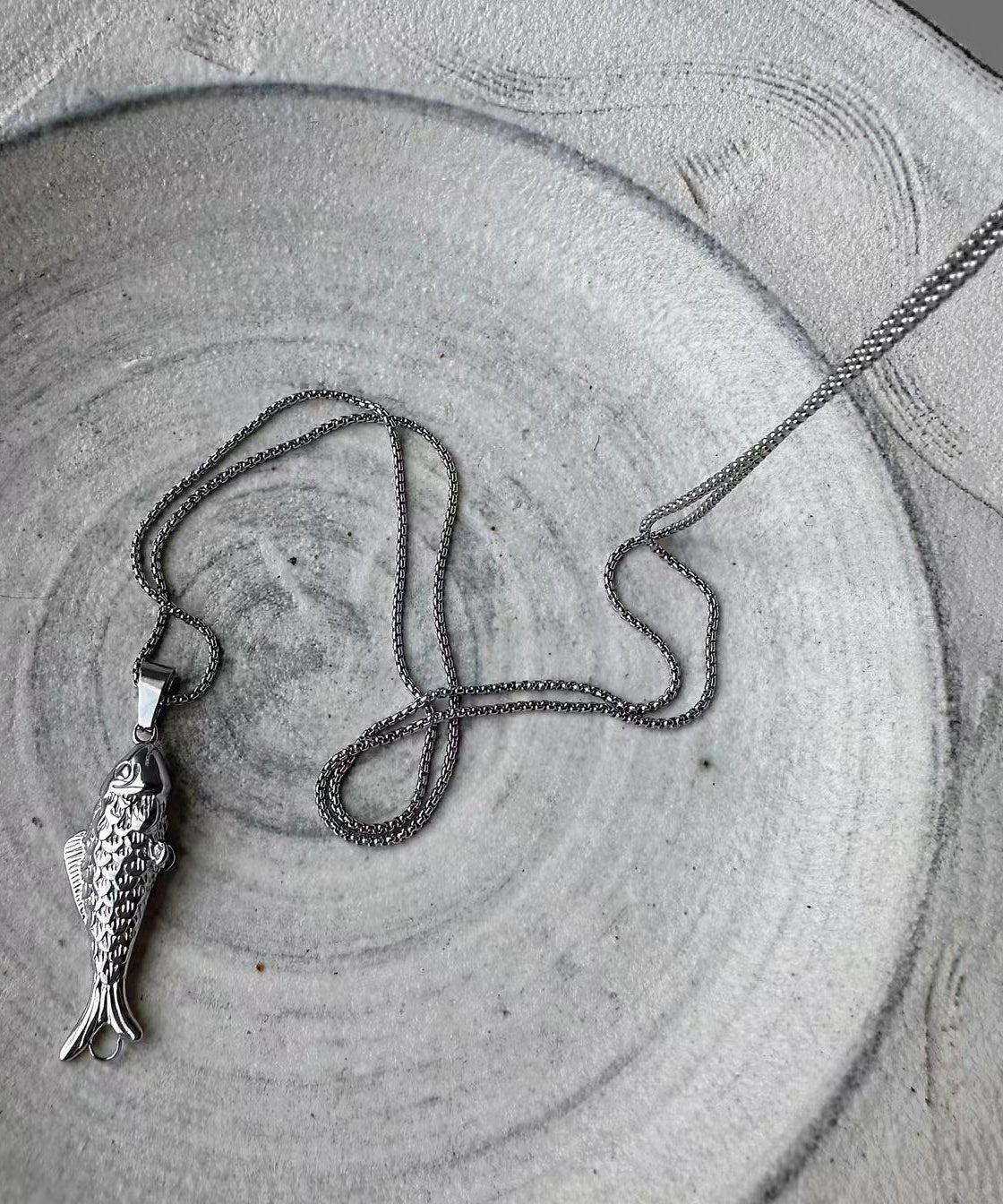 Boho Silk Titanium Steel Little Fish Lariat Necklace