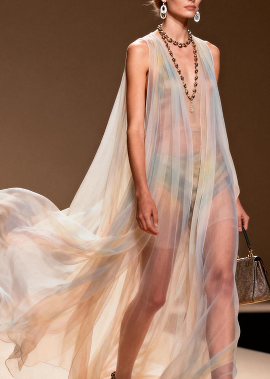 Boho V Neck Plus Size Chiffon Ankle Dress Sleeveless