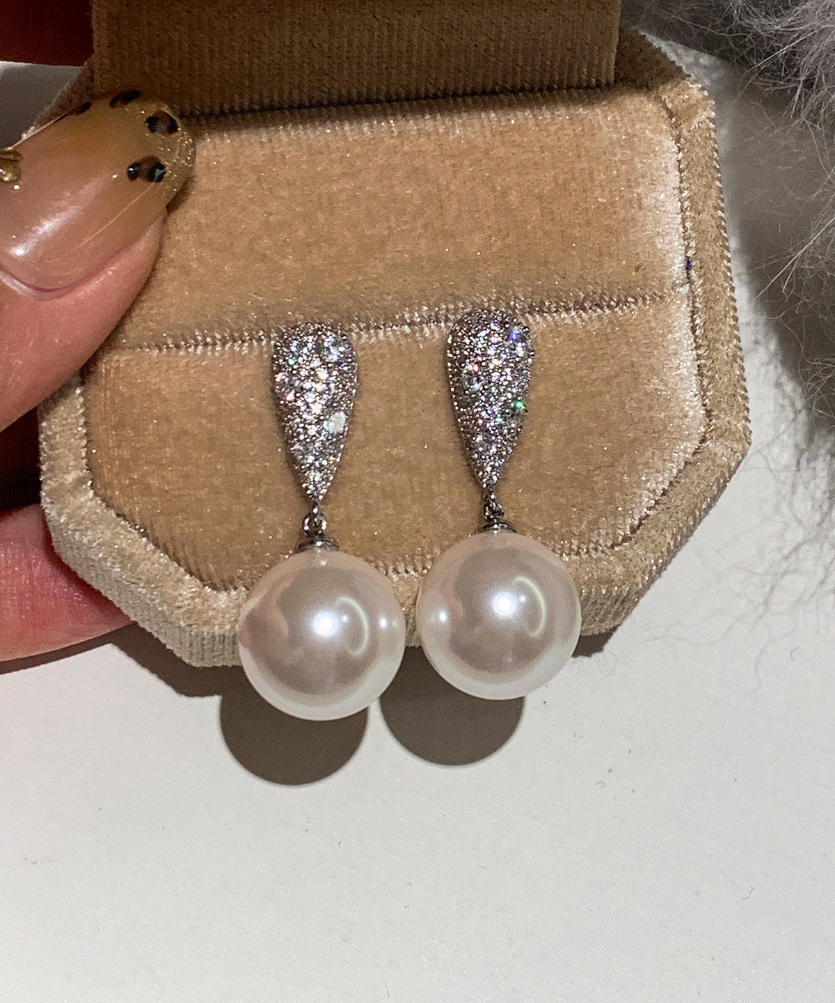Boho White Pearl Fine Zircon Drop Earrings