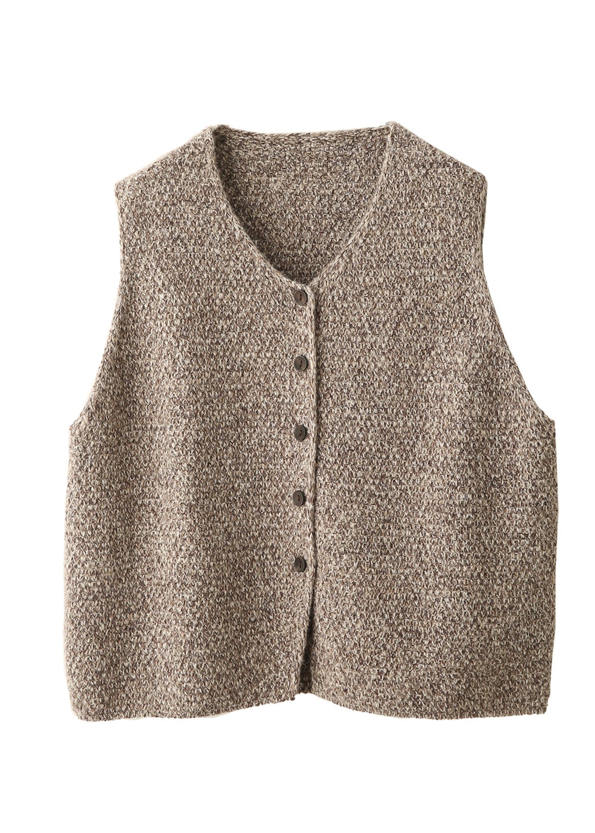 Boutique Blue O Neck Button Knit Vest Sleeveless