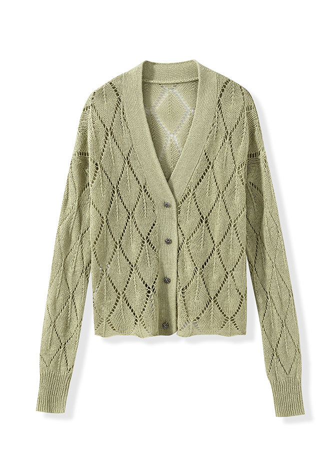 Boutique Blue V Neck Hollow Out Knit Cardigans Fall