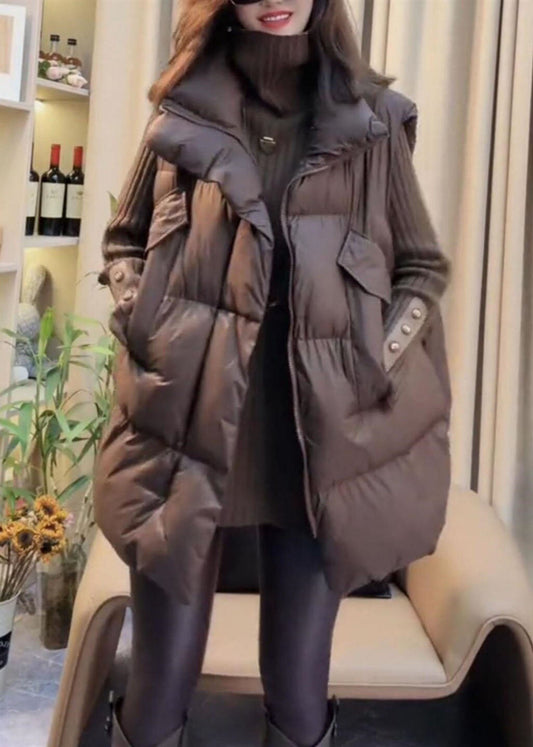 Boutique Brown Oversized Thick Fine Cotton Filled Vest Winter
