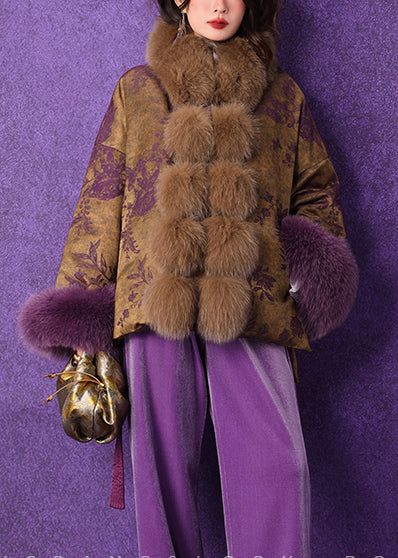 Boutique Brown Warm Fuzzy Ball Fox Hair Shawl