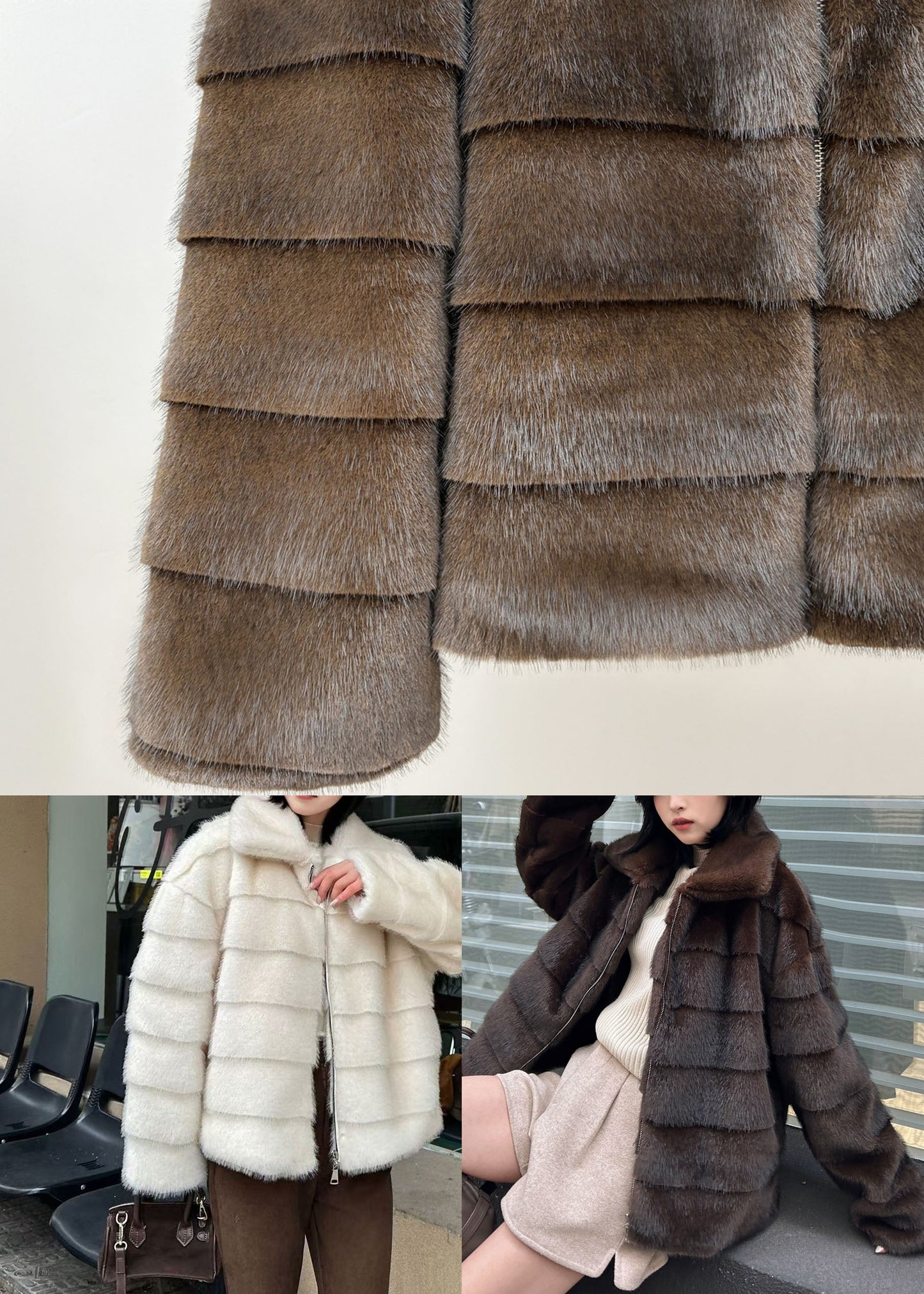 Boutique Chocolate Oversized Warm Faux Mink Hair Coats Winter