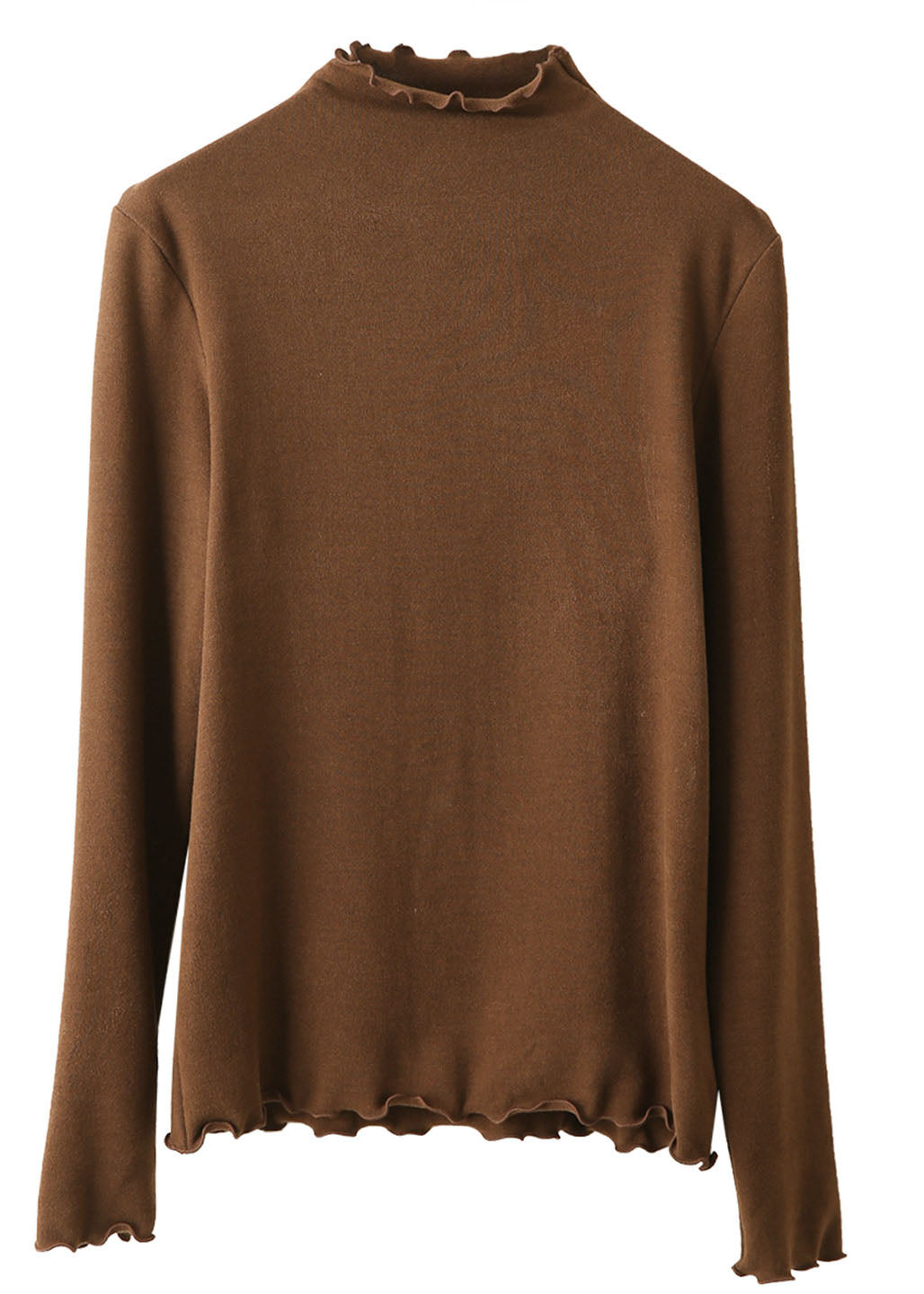 Boutique Coffee Ruffled Cotton Blouse Tops Fall