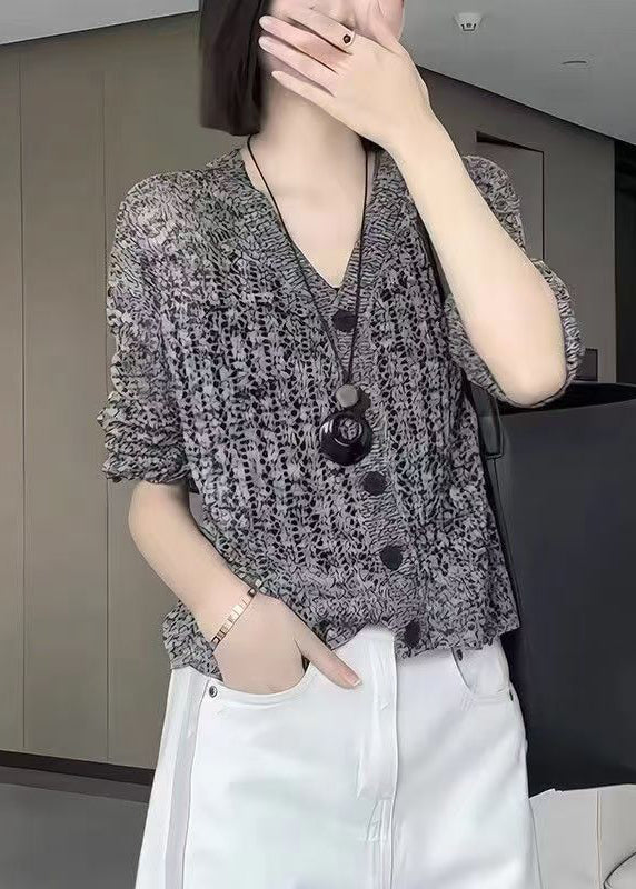 Boutique Grey V Neck Button Knit Cardigans Fall