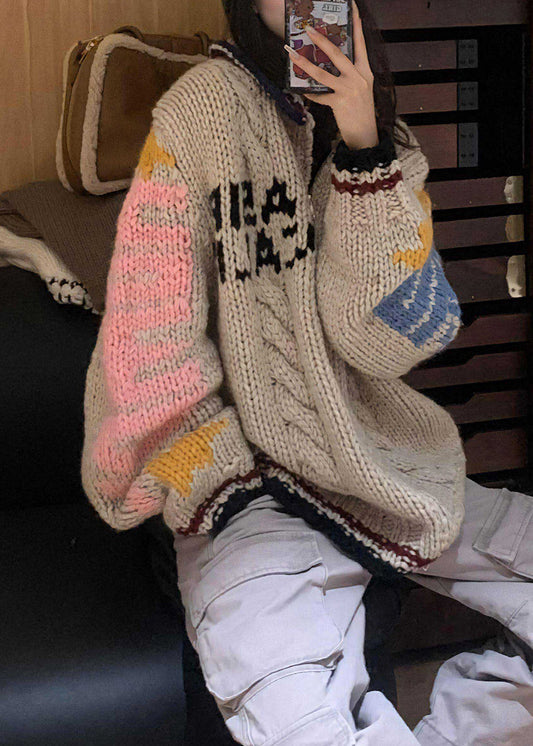 Boutique O Neck Jacquard Knit Pullover Spring