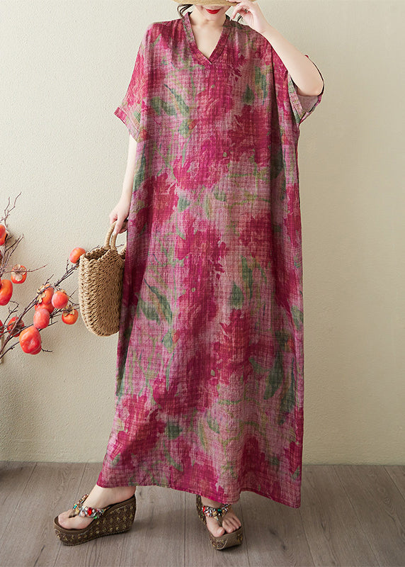 Boutique Red Oversized Tie Dye Cotton Holiday Dress Summer