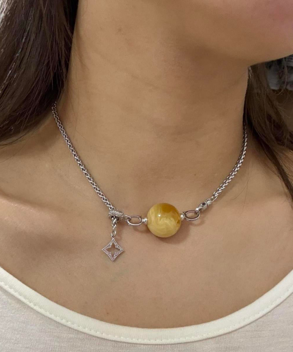 Boutique Silk Sterling Silver Pearl Rotate Lariat Necklace