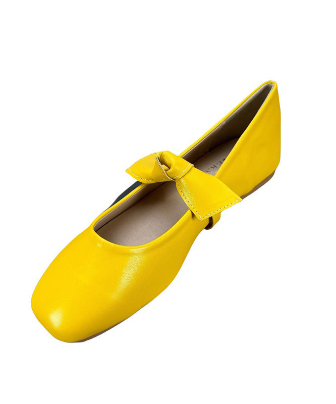 Boutique Splicing Flat Shoes For Women Yellow Faux Leather