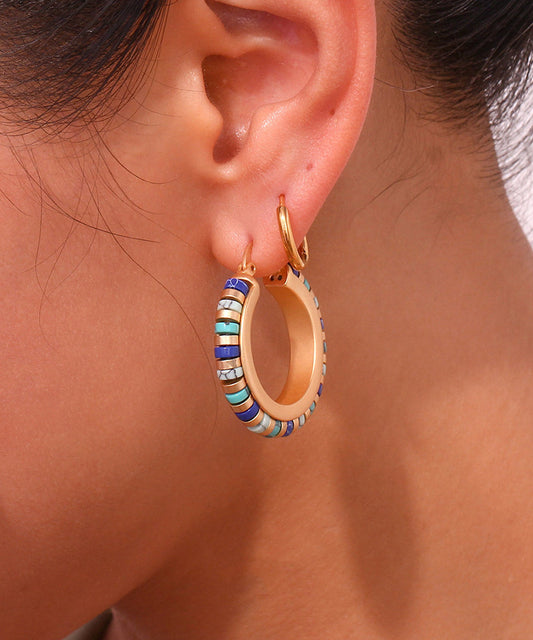 Boutique Turquoise High Quality Metal Hoop Earrings