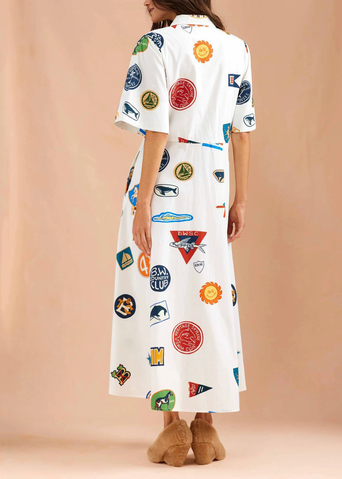 Boutique White Peter Pan Collar Button Maxi Dress Summer