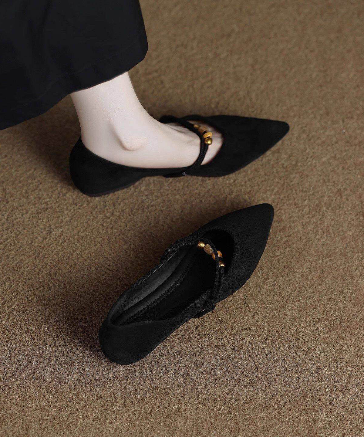 Brown Faux Leather Flat Feet Shoes Pointed Toe Flat Shoes