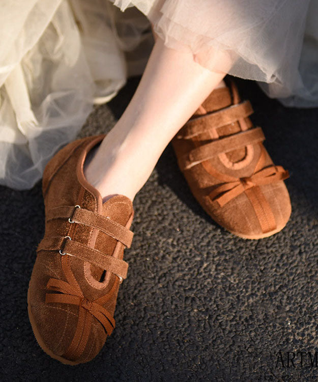 Brown Flat Shoes Buckle Strap Flat Shoes For Women