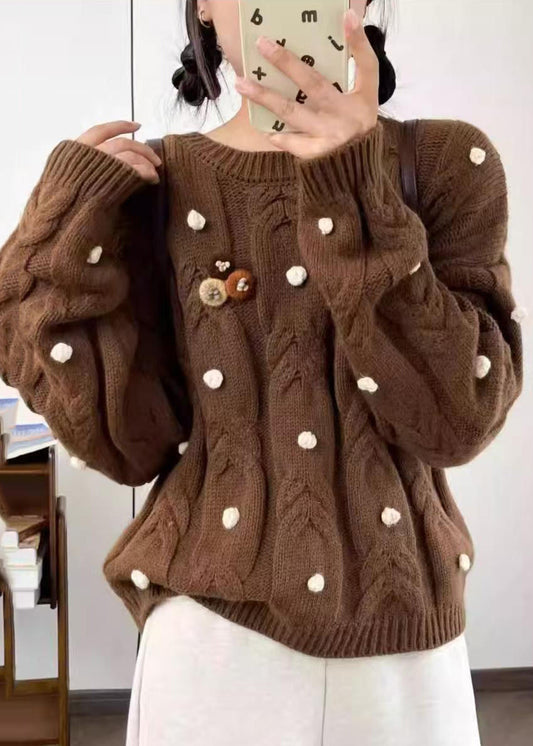 Brown Warm Knit Sweater Oversized Winter