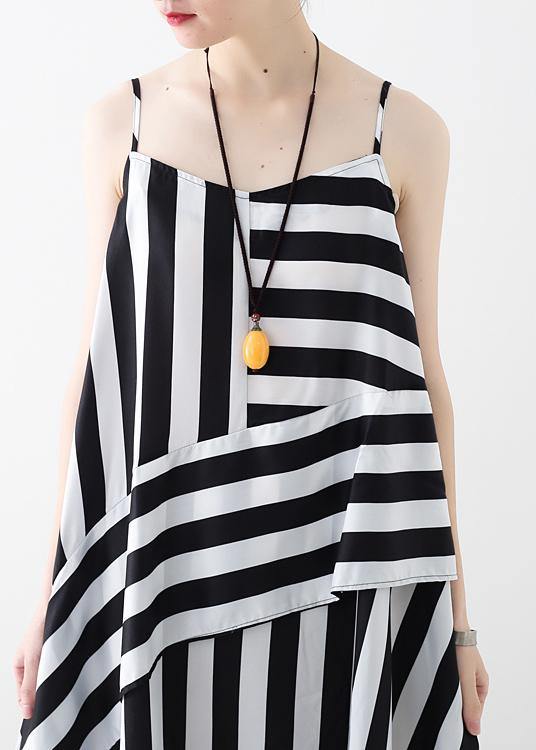 Buy black striped chiffon clothes For Women Plus Size Work Spaghetti Strap robes Summer Dress - SooLinen