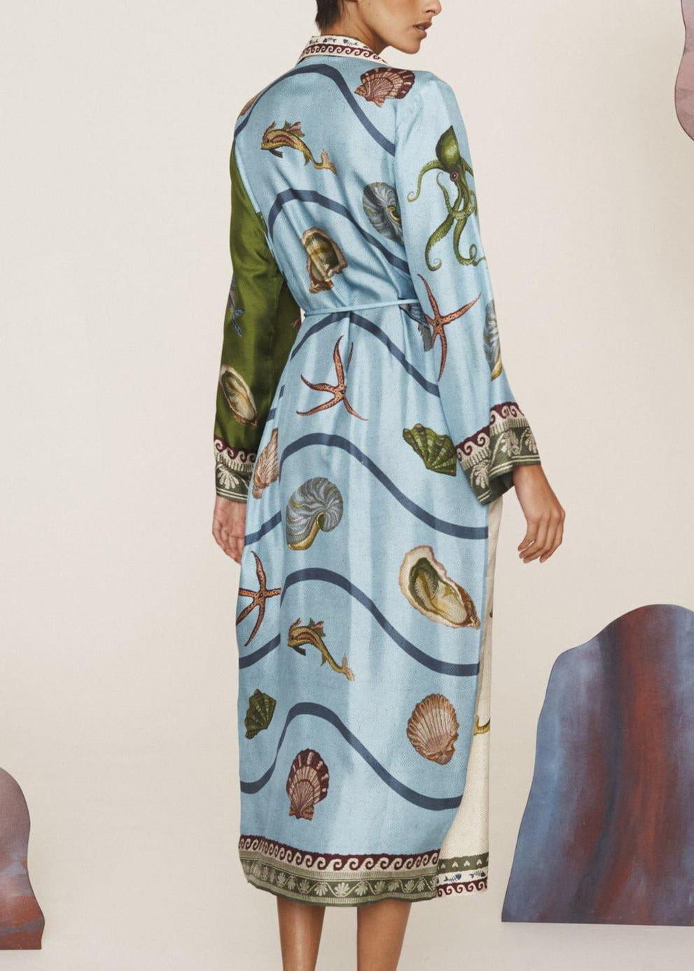 Casual Apricot Peter Pan Collar Print Button Long Shirts Dress Fall