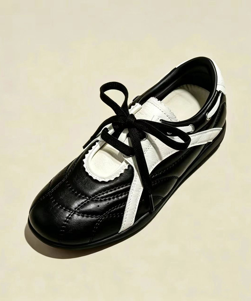 Casual Black Splicing Lace Up Faux Leather Wedge Sneakers