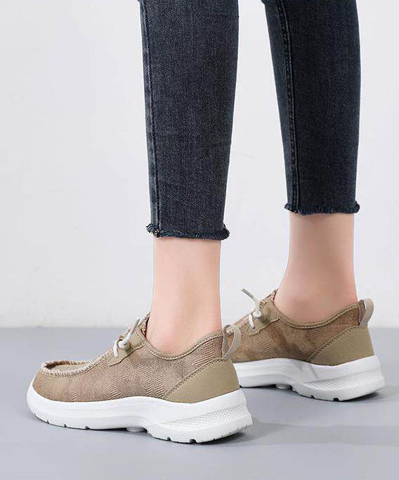 Casual Comfy Blue Denim Fabric Flat Shoes Lace Up