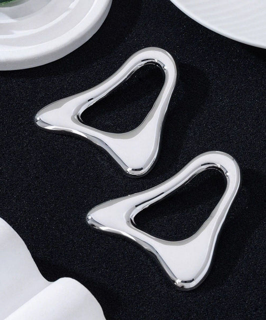Casual Gold Copper Overgild Hollow Out Triangle Hoop Earrings