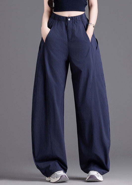 Casual Navy Oversized Patchwork Pockets Harem Pants Spring