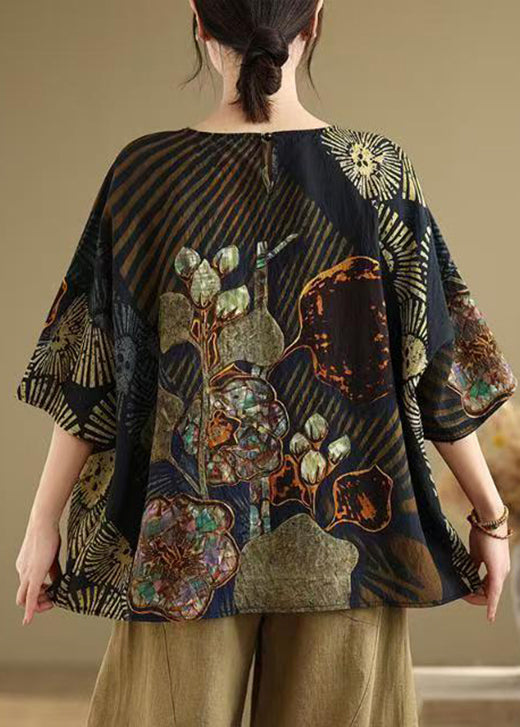 Casual O Neck Print Plus Size Cotton T Shirt Summer