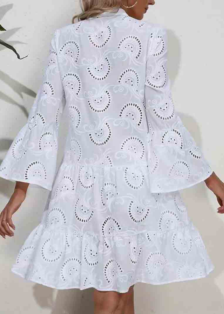 Casual Pink Oversized Hollow Out Cotton Sun Dress Summer