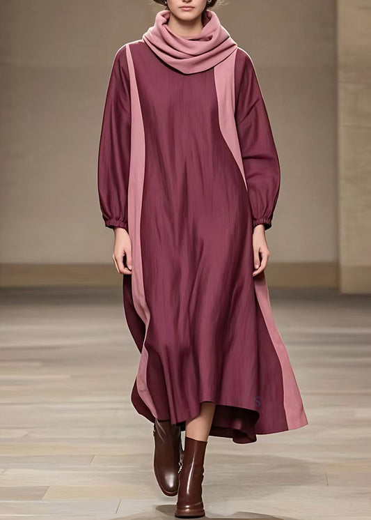 Casual Rust Turtle Neck Holiday Maxi Dress Fall