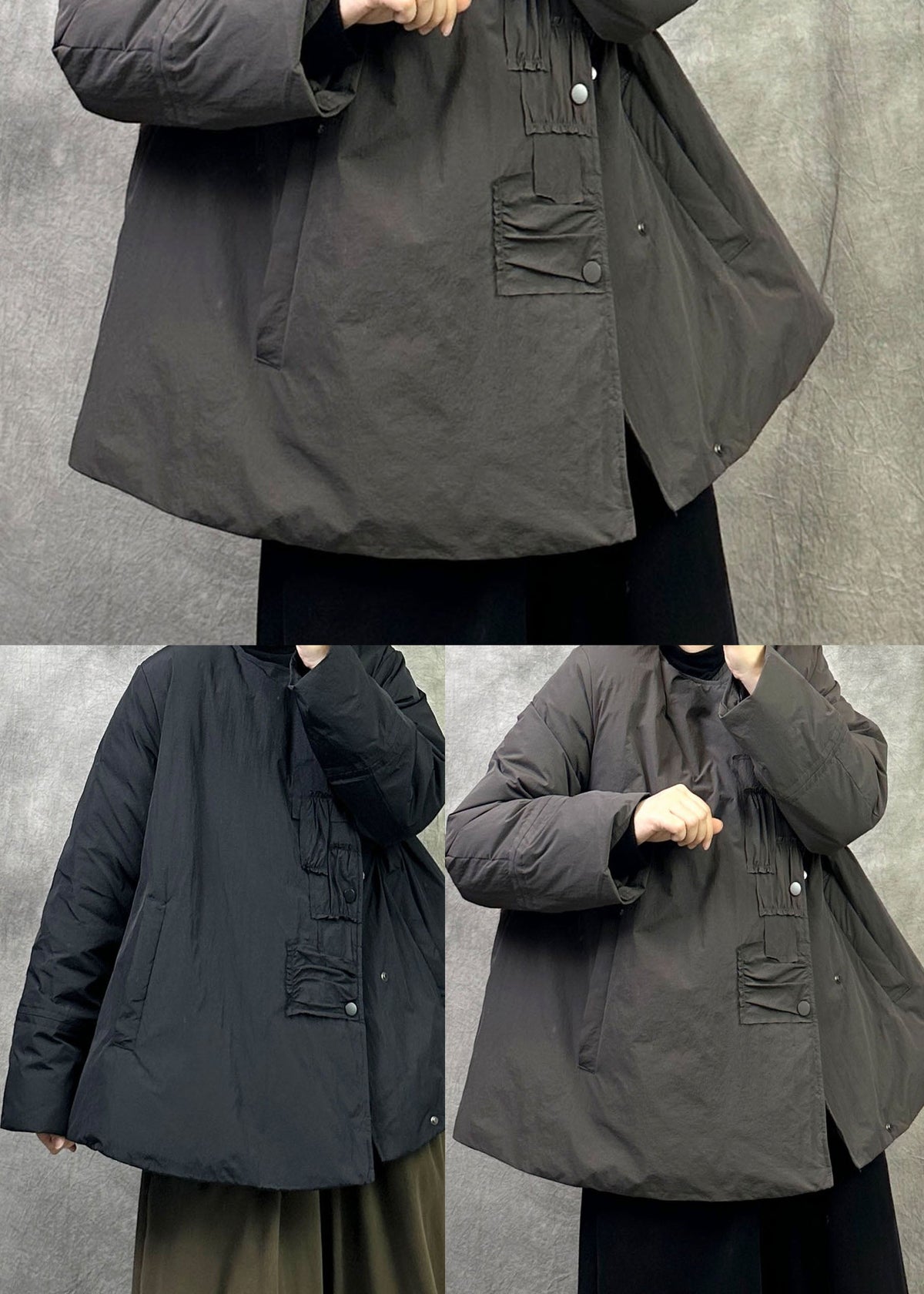 Chic Black Oversized Duck Down Winter A Line Coats