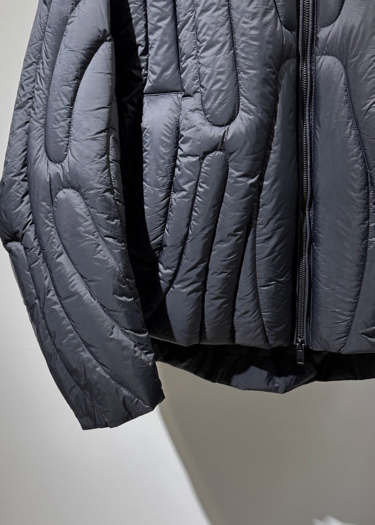 Chic Black Zip Up Pockets Duck Down Down Hooded Coat Winter