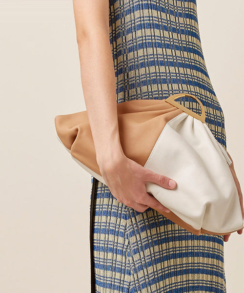 Chic Colorblock Fan-shaped Faux Leather Tote Handbag