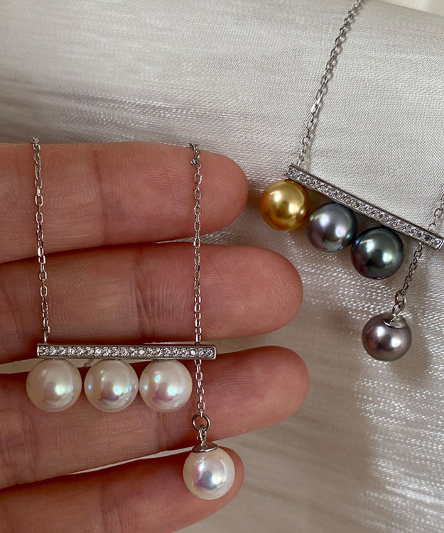 Chic Colorful Pull Out Bar Shaped Diamond Inlay Silver Necklace