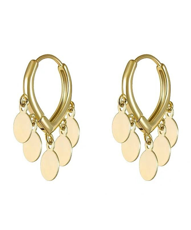 Chic Gold Alloy Love Sequins Tassel Hoop Earrings