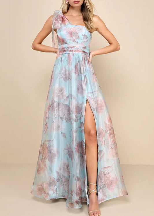 Chic Light Purple Asymmetrical Side Open Chiffon Party Dress Sleeveless