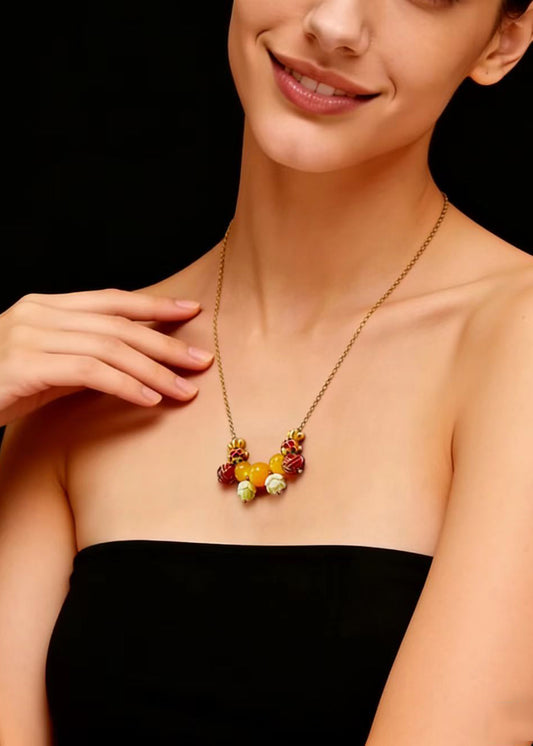 Chic Lotus Bead Cute Goldfish Beeswax Pendant Necklace