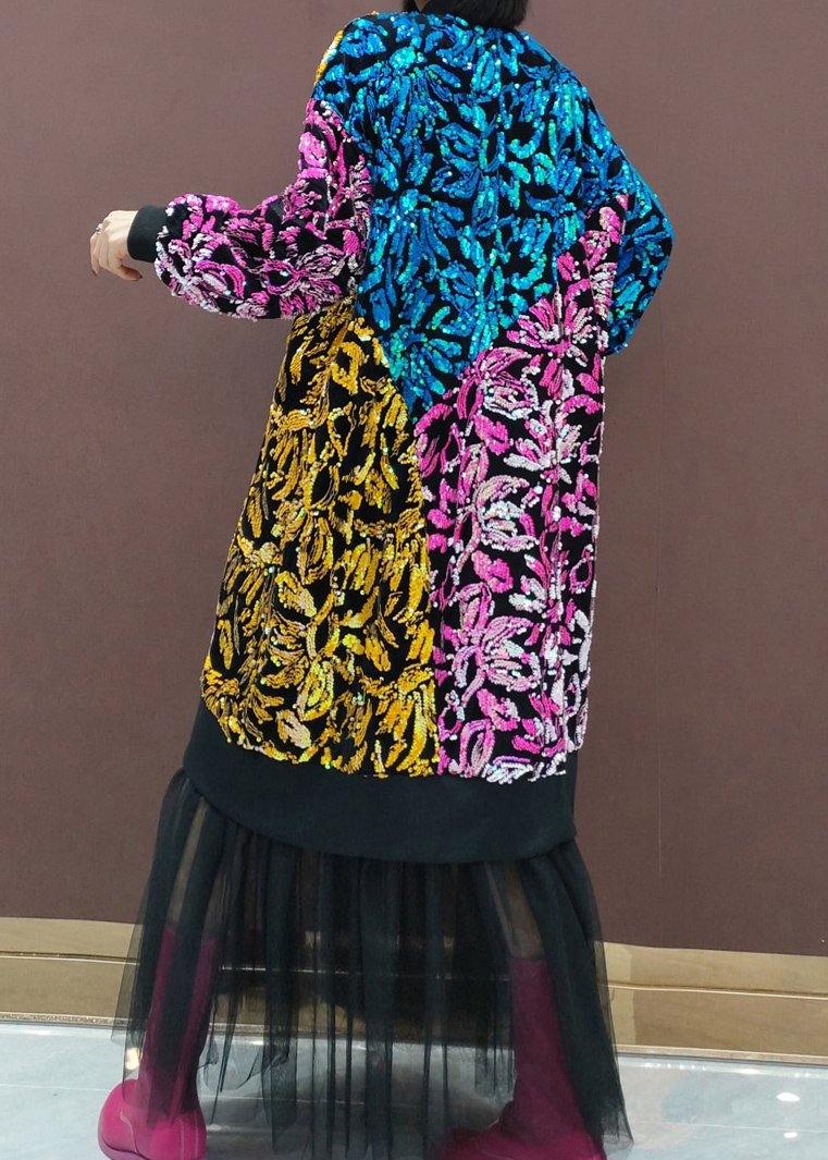 Chic O Neck Patchwork Tulle Spring Quilting Dresses Sequined Vestidos De Lino Dresses - SooLinen