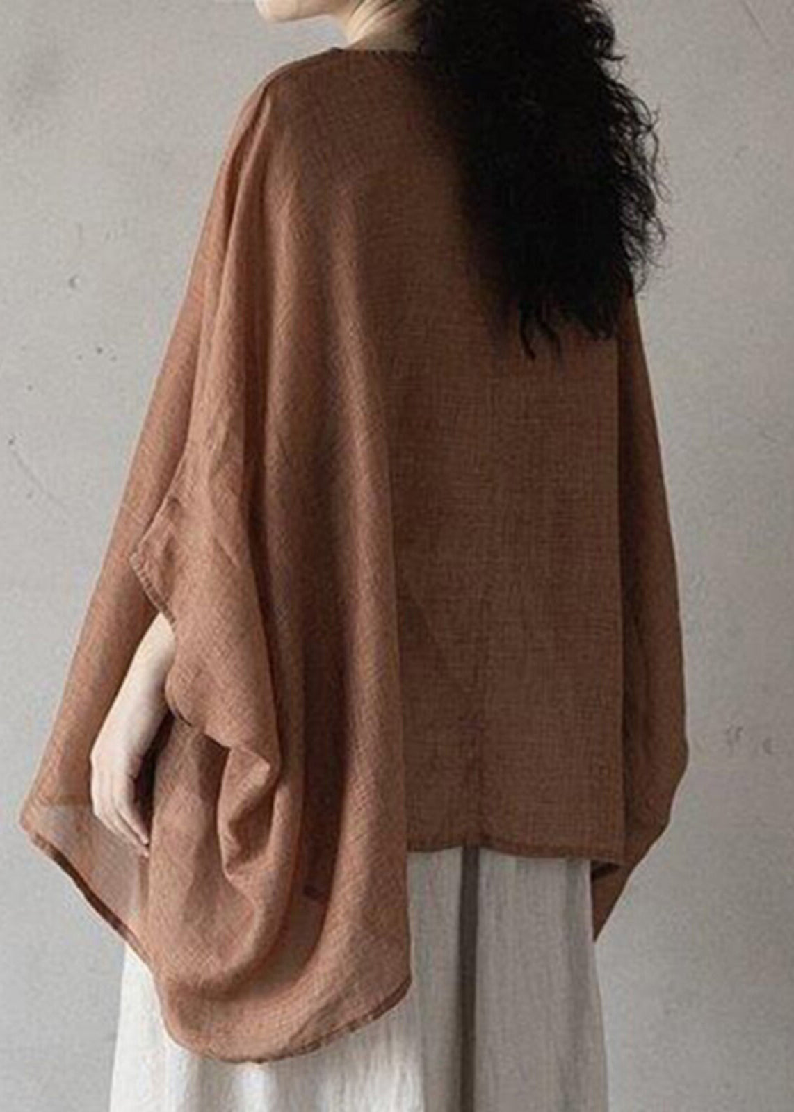 Chic Orange O-Neck Shirt Top Batwing Sleeve