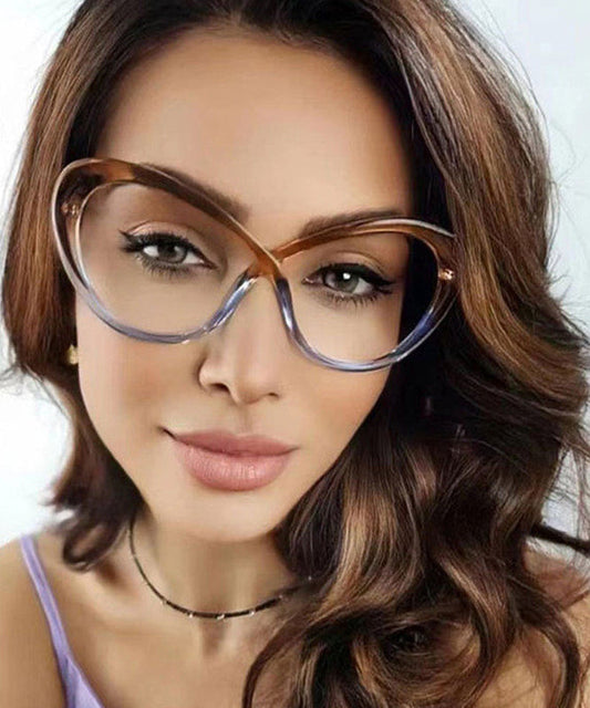 Chic Red Blue PC Blue Light Blocking Intersection Asymmetrical Full Frame Reading Glasses