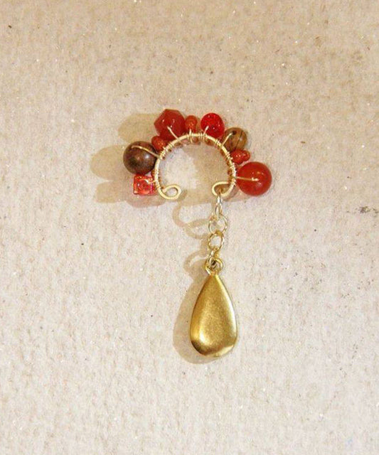 Chic Red Sterling Silver Overgild Agate Colored Glaze Peking Opera Stud Earrings