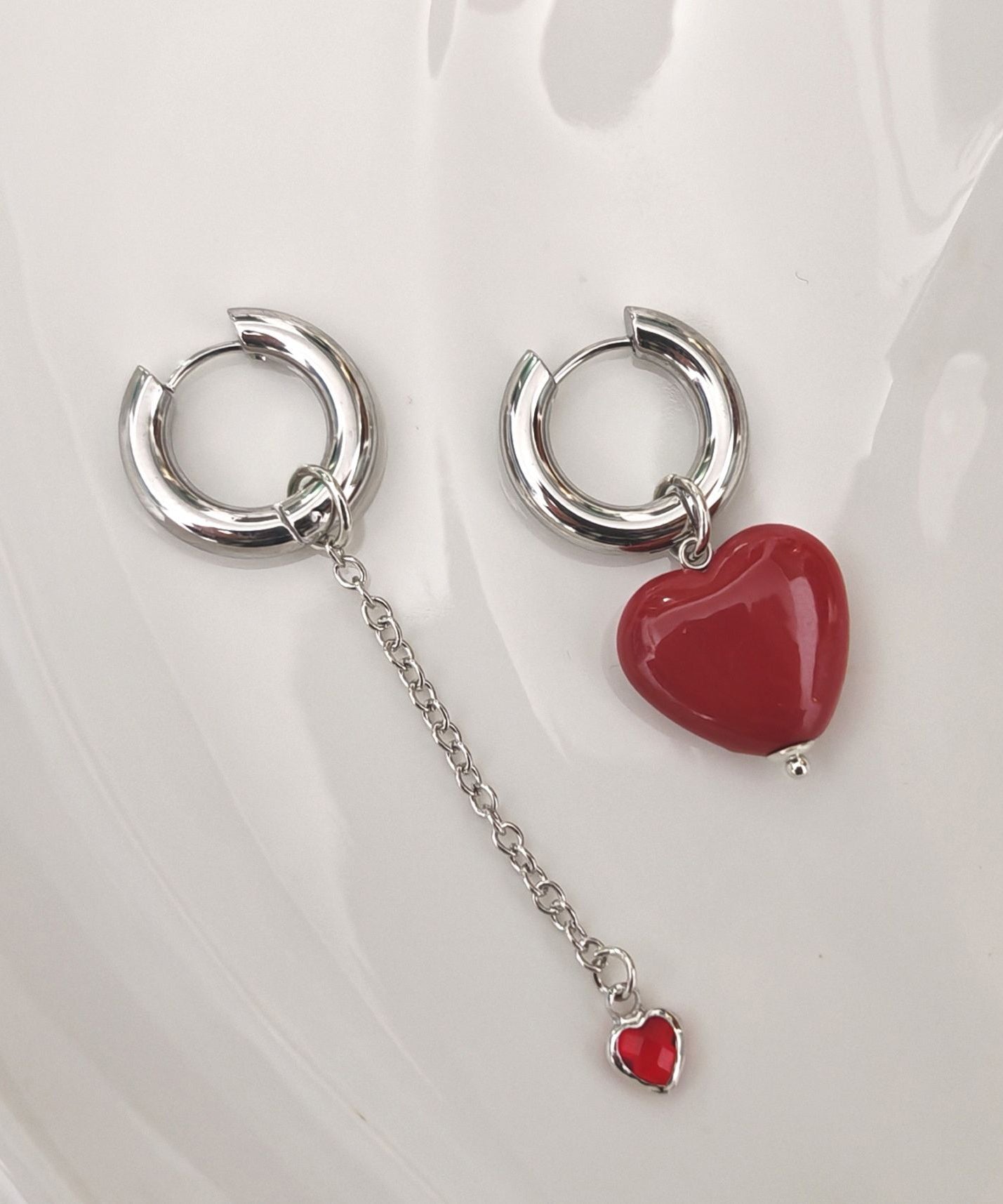 Chic Silk Stainless Steel Asymmetrical Love Drop Earrings