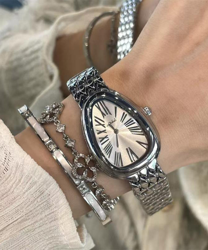 Chic Silk Stainless Steel Zircon Serpentine Waterproof Watches