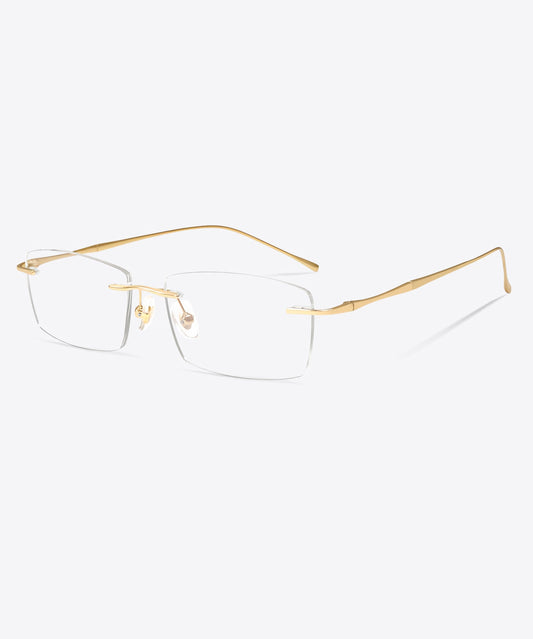 Chic Silk Titanium Alloy Squar Rimless Reading Glasses