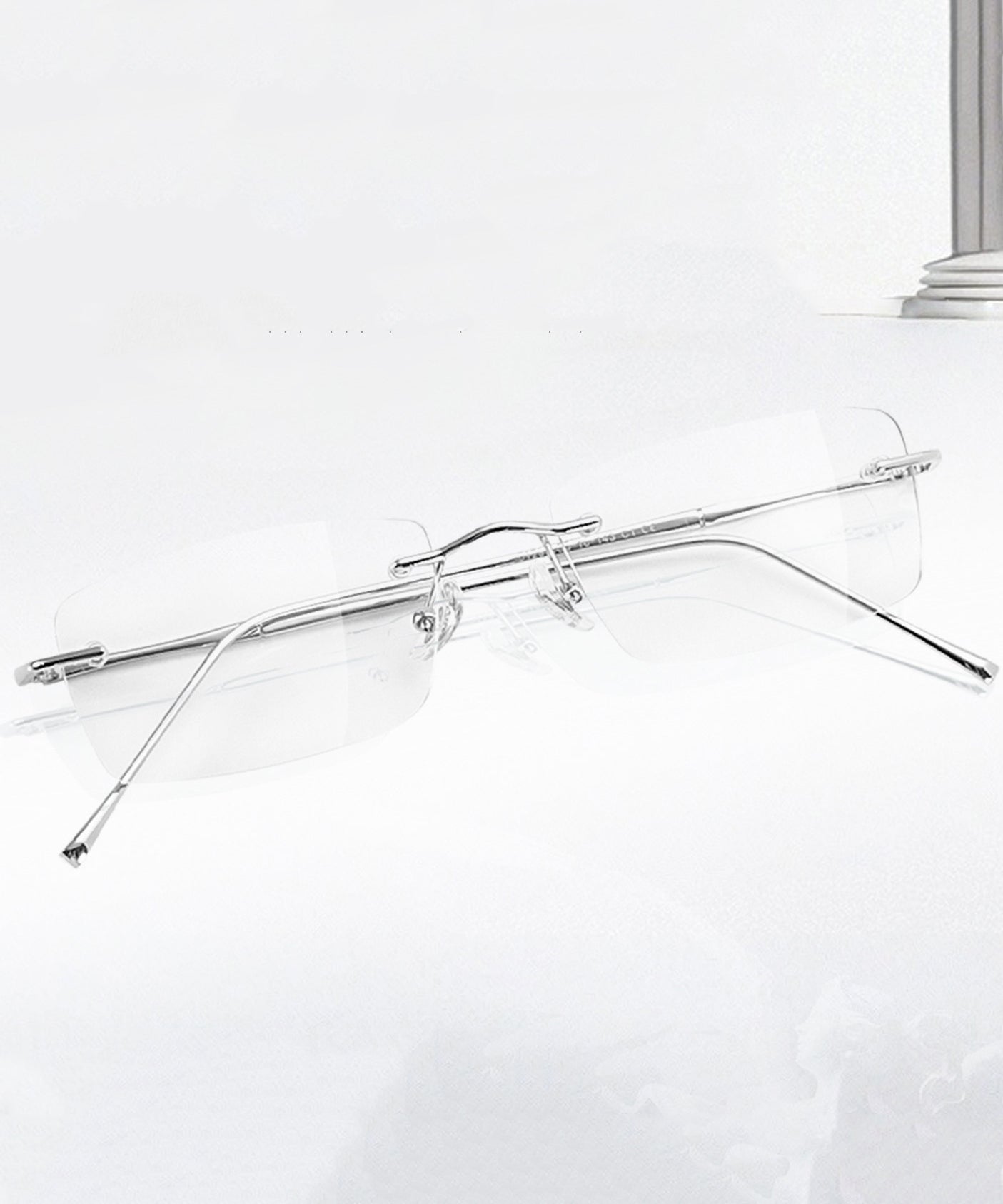Chic Silk Titanium Alloy Squar Rimless Reading Glasses