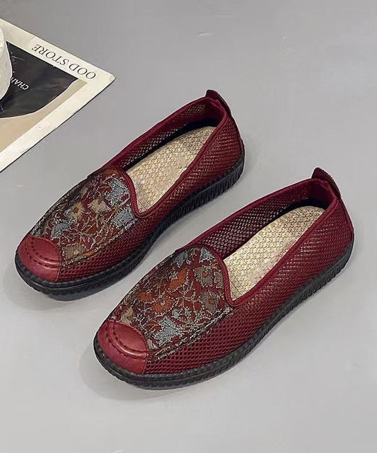 Chic Splicing Hollow Out Flat Shoes For Women Black Knit Fabric