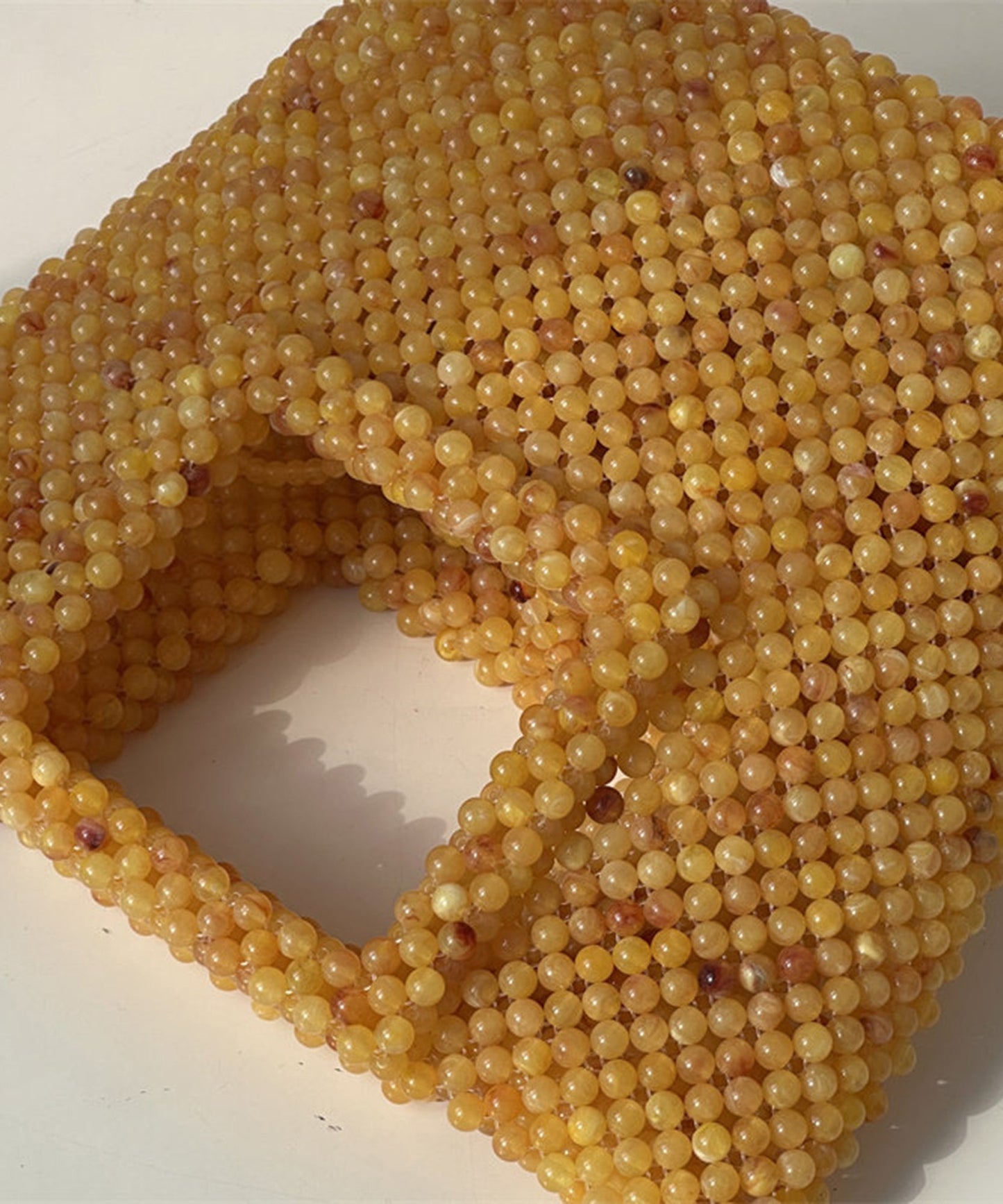 Chic Yellow Resin Beaded Woven Cut Out Clutch