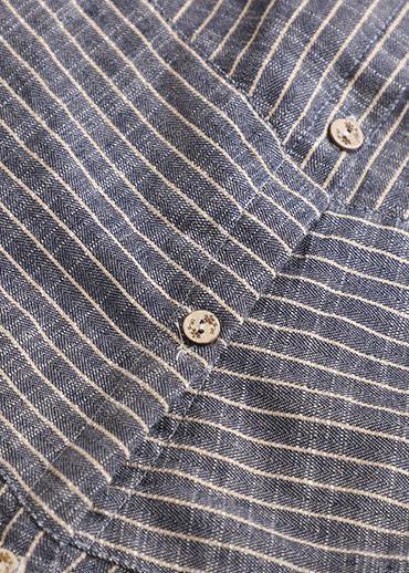 Chic gray striped linen Tunics stand A line skirts Art Dresses - SooLinen