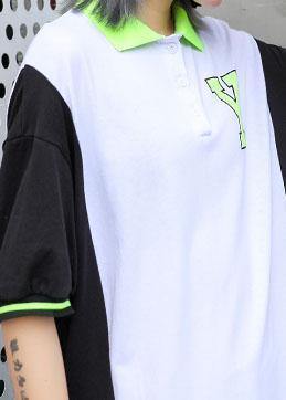 Chic patchwork cotton outfit POLO Collar Robe summer Dresses - SooLinen