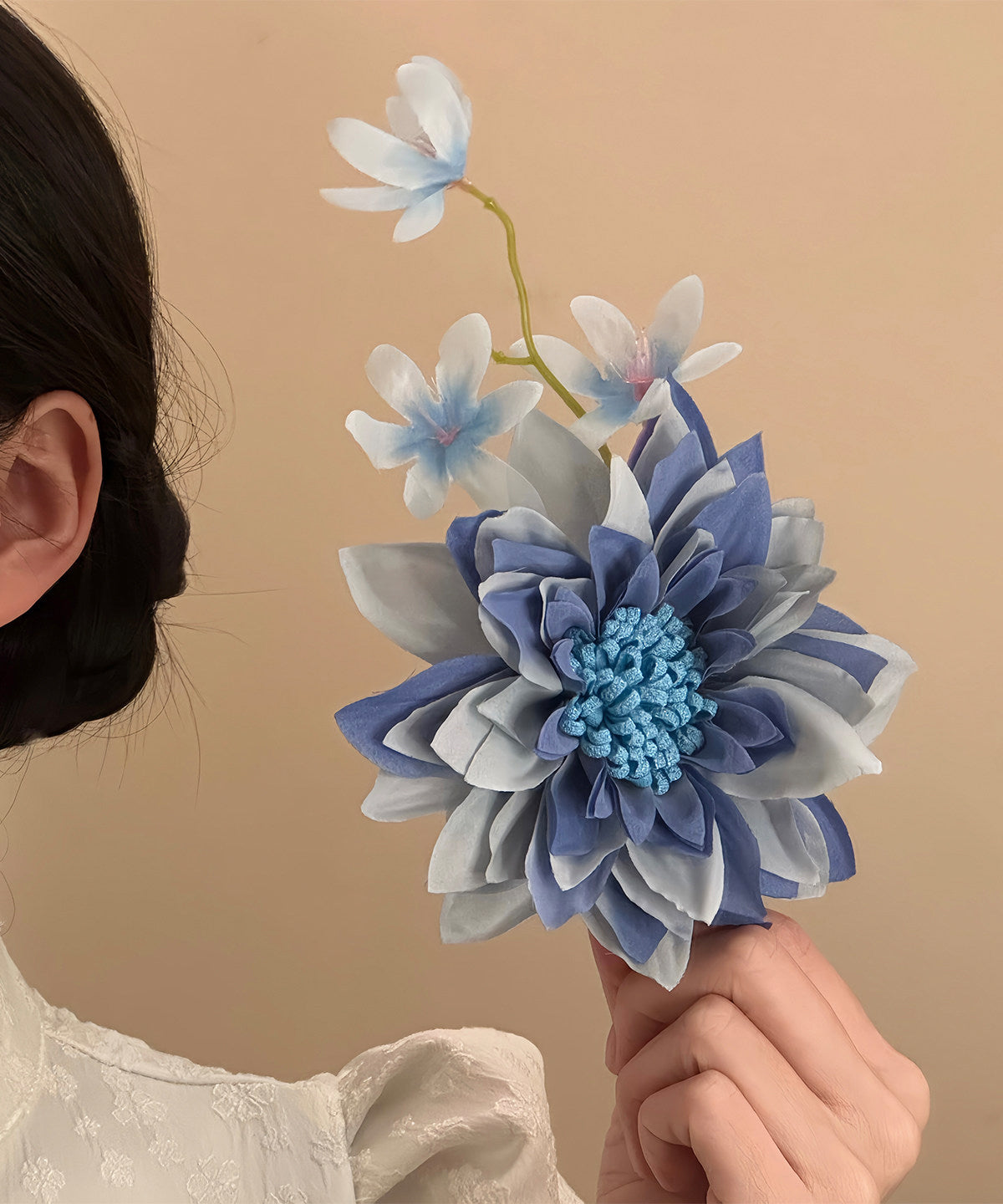 Chinese Style Blue Acrylic Floral Hairpin