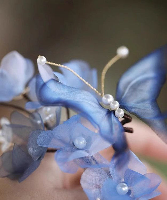 Chinese Style Blue Velvet Butterfly Iris Hairpin